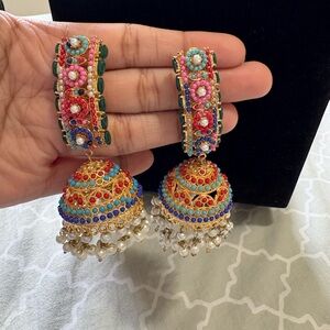 Colorful Beaded Jhumka Earrings